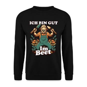 Ich bin gut im Beet Gartenbau Landschaftsgärtner - Unisex Pullover - Schwarz - Vorne - Alina (178cm) & Michal (187cm)