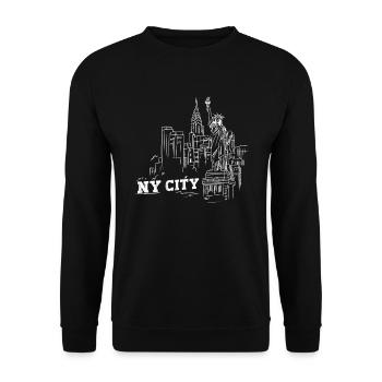 Usa New York City Klassisches Vintages Ny - Unisex Pullover - Schwarz - Vorne - Alina (178cm) & Michal (187cm)