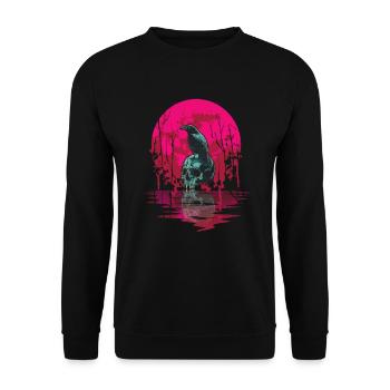 Gothic Skull Red Moon Black Crow - Unisex Sweatshirt - black - Front - Alina (178cm) & Michal (187cm)