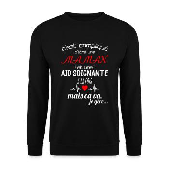 pas parfaite aide-soignante;cadeau aide soignante - Sweat-shirt Unisexe - noir - Devant - Alina (178cm) & Michal (187cm)