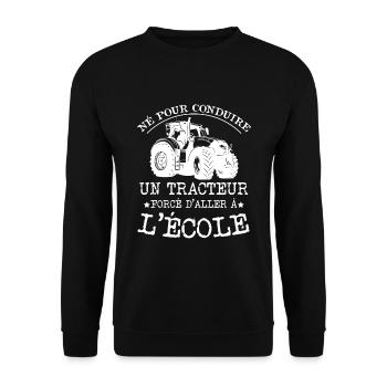 Né Pour Conduire Un Tracteur Cadeau Agriculteur - Sweat-shirt Unisexe - noir - Devant - Alina (178cm) & Michal (187cm)
