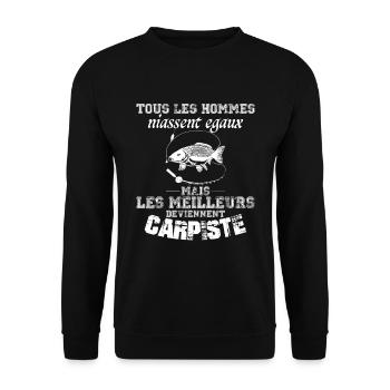 Carpiste homme.Pêcheur. pêche. Poisson cadeau - Sweat-shirt Unisexe - noir - Devant - Alina (178cm) & Michal (187cm)