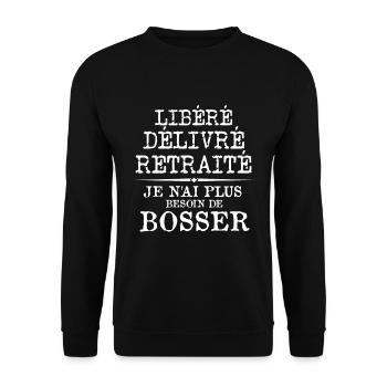 t shirt libéré délivré retraité humour retraite - Sweat-shirt Unisexe - noir - Devant - Alina (178cm) & Michal (187cm)