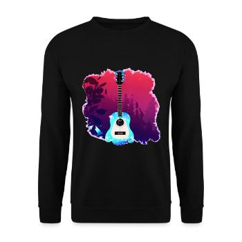 Colorful Guitar in Forest Nature Music - Unisex Sweatshirt - black - Front - Alina (178cm) & Michal (187cm)