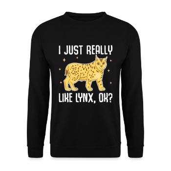 J’aime vraiment Lynx, d’accord ? Lynx mignon - Sweat-shirt Unisexe - noir - Devant - Alina (178cm) & Michal (187cm)