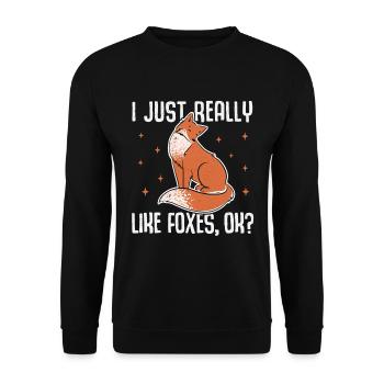 J’aime vraiment les renards, OK? Drôle de renard - Sweat-shirt Unisexe - noir - Devant - Alina (178cm) & Michal (187cm)