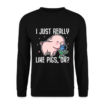 J’aime vraiment les cochons, d’accord ? Porcelet cochon drôle - Sweat-shirt Unisexe - noir - Devant - Alina (178cm) & Michal (187cm)