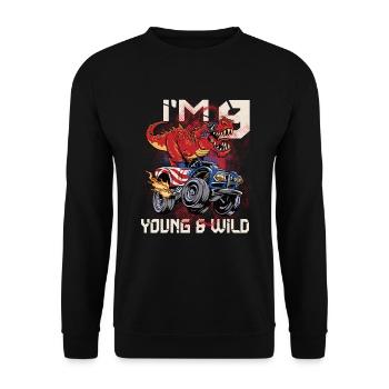 9e anniversaire Enfants Monster Dino Truck J’ai 9 ans - Sweat-shirt Unisexe - noir - Devant - Alina (178cm) & Michal (187cm)