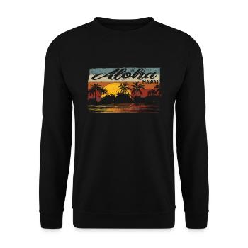 70s 80s Hawaiian Island Palm Beach - Great - Unisex Sweatshirt - black - Front - Alina (178cm) & Michal (187cm)