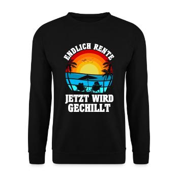 Endlich Rente Jetzt Wird Gechillt - Rente Rentner - Unisex Pullover - Schwarz - Vorne - Alina (178cm) & Michal (187cm)
