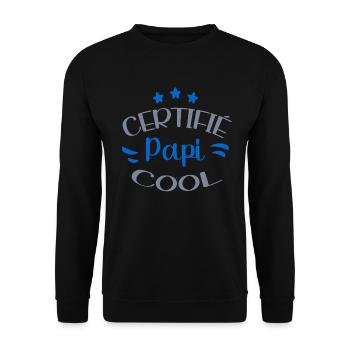 Certifié Papi Cool Cadeau Fête Des Grands-Pères - Sweat-shirt Unisexe - noir - Devant - Alina (178cm) & Michal (187cm)
