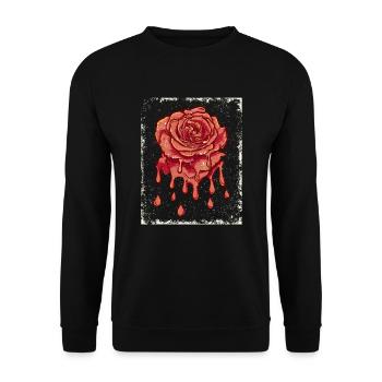 Die Rote Japanische Retro Rosen-grafik - Unisex Pullover - Schwarz - Vorne - Alina (178cm) & Michal (187cm)