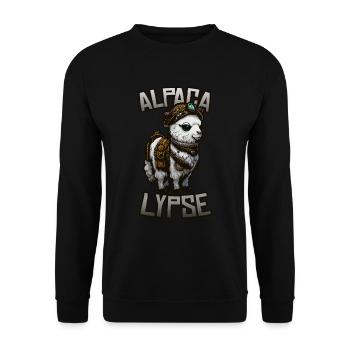 Alpacalypse - Steampunk Alpaca in the Apocalypse - Unisex Sweatshirt - black - Front - Alina (178cm) & Michal (187cm)