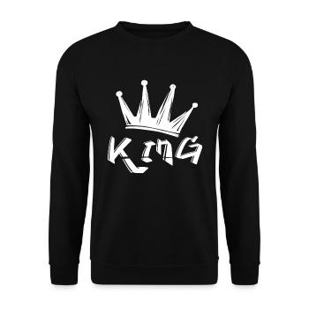 Crown with King lettering - Unisex Sweatshirt - black - Front - Alina (178cm) & Michal (187cm)