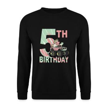 Girl's birthday 5 years I am already 5 years old - Unisex Sweatshirt - black - Front - Alina (178cm) & Michal (187cm)