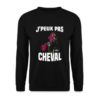 Je Peux Pas J'ai Cheval Cadeau Fleuri - Sweat-shirt Unisexe - noir - Devant - Alina (178cm) & Michal (187cm)