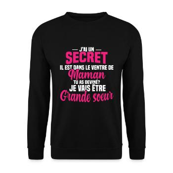 Tu as deviné je vais être grande soeur Humour - Sweat-shirt Unisexe - noir - Devant - Alina (178cm) & Michal (187cm)