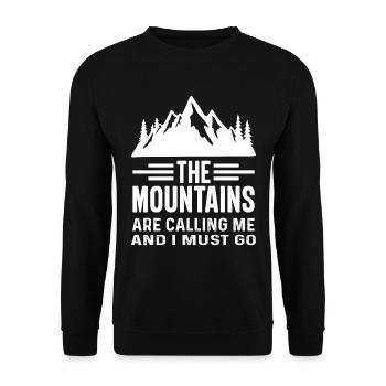 The Mountains are Calling and I must Go - Unisex Sweatshirt - black - Front - Alina (178cm) & Michal (187cm)