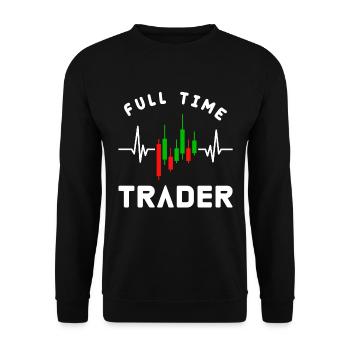 The Full Time Trader Trading Charts Diagram Stocks - Unisex Pullover - Schwarz - Vorne - Alina (178cm) & Michal (187cm)