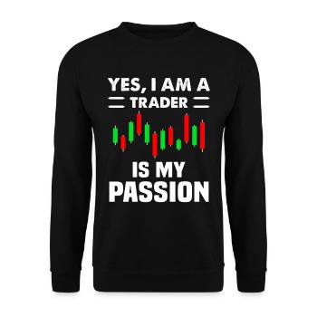 Oui Im A Trader est ma passion Trading - Sweat-shirt Unisexe - noir - Devant - Alina (178cm) & Michal (187cm)