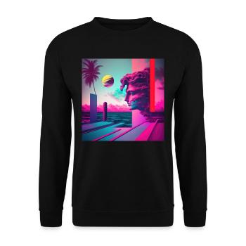 Eine Vaporwave Erkundung von Nostalgie & Ästhetik - Unisex Pullover - Schwarz - Vorne - Alina (178cm) & Michal (187cm)