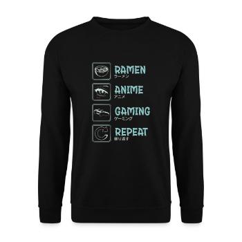 Ramen anime gaming replay - Unisex Sweatshirt - black - Front - Alina (178cm) & Michal (187cm)