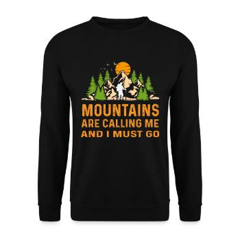 The Mountains are calling me and I must go Berge - Unisex Pullover - Schwarz - Vorne - Alina (178cm) & Michal (187cm)