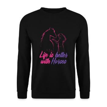 La vie d’une fille dans une mission de cheval est - Sweat-shirt Unisexe - noir - Devant - Alina (178cm) & Michal (187cm)