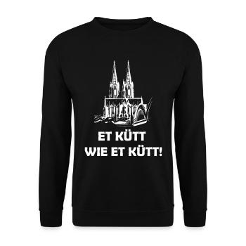 Kölsche Sprüche ET KÜTT WIE ET KÜTT Köln Dom - Unisex Pullover - Schwarz - Vorne - Alina (178cm) & Michal (187cm)