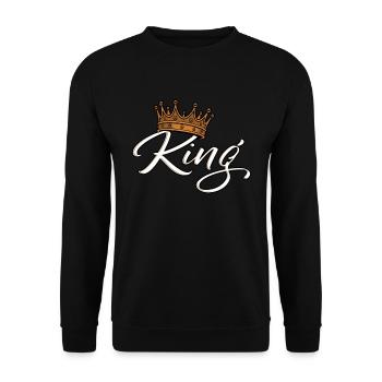 Crown with King lettering - Unisex Sweatshirt - black - Front - Alina (178cm) & Michal (187cm)