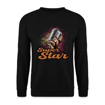 Stehen Sie Im Mittelpunkt Mit Unserem Super - Unisex Pullover - Schwarz - Vorne - Alina (178cm) & Michal (187cm)