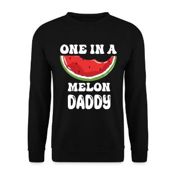 One in A Melon Daddy funny Father Quotes - Unisex Pullover - Schwarz - Vorne - Alina (178cm) & Michal (187cm)