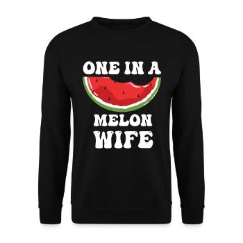 One in A Melon Wife - Unisex Pullover - Schwarz - Vorne - Alina (178cm) & Michal (187cm)