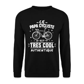 Ce papa cycliste est cool et authentique - Sweat-shirt Unisexe - noir - Devant - Alina (178cm) & Michal (187cm)