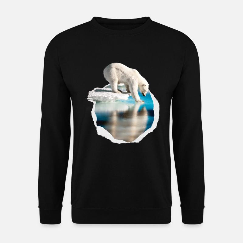 Ein weisses polar Bär auf der Eisscholle weiss Bär - Unisex Pullover - Schwarz