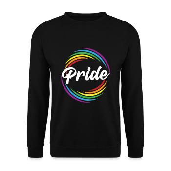 Pride Regenbogen Strudel - Unisex Pullover - Schwarz - Vorne - Alina (178cm) & Michal (187cm)