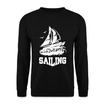 SAILING BOAT SAIL SHIP SEGELSCHIFF - Unisex Pullover - Schwarz - Vorne - Alina (178cm) & Michal (187cm)