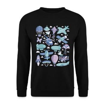 Aviation - Helicopter, Airplane, UFO - Unisex Sweatshirt - black - Front - Alina (178cm) & Michal (187cm)