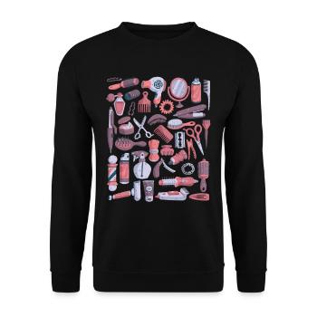 Coiffeur & Barbier - Sweat-shirt Unisexe - noir - Devant - Alina (178cm) & Michal (187cm)