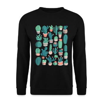 Kakteen - Unisex Pullover - Schwarz - Vorne - Alina (178cm) & Michal (187cm)