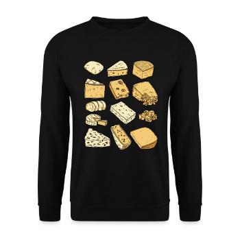 Käse (Parmesan, Gouda, Gorgonzola, Camember) - Unisex Pullover - Schwarz - Vorne - Alina (178cm) & Michal (187cm)