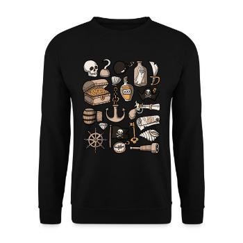 Piraten - Unisex Pullover - Schwarz - Vorne - Alina (178cm) & Michal (187cm)