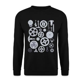 Uhr Einzelteile Uhrteile Zahnrad Mechanik Uhrwerk - Unisex Pullover - Schwarz - Vorne - Alina (178cm) & Michal (187cm)