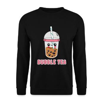 A Funny Kawaii Face Boba Tea Bubble Tea - Unisex Sweatshirt - black - Front - Alina (178cm) & Michal (187cm)