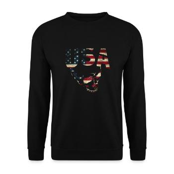 Crâne coloré crâne cool avec drapeau des États-Unis - Sweat-shirt Unisexe - noir - Devant - Alina (178cm) & Michal (187cm)