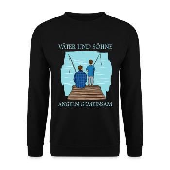 Väter und Söhne Angeln gemeinsam Angler Sprüche - Unisex Pullover - Schwarz - Vorne - Alina (178cm) & Michal (187cm)