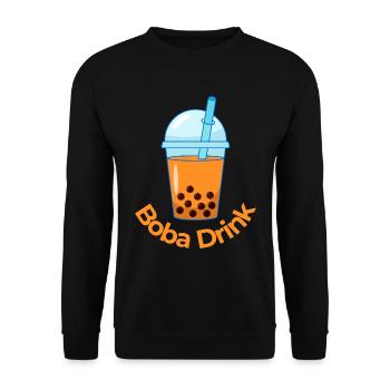 Une boisson japonaise au thé boba : le thé à bulles d’orange - Sweat-shirt Unisexe - noir - Devant - Alina (178cm) & Michal (187cm)