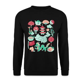 China - Unisex Sweatshirt - black - Front - Alina (178cm) & Michal (187cm)