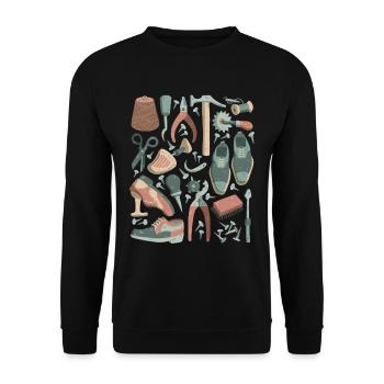 Schuster, Schuhmacher - Leisten, Werkzeug - Unisex Pullover - Schwarz - Vorne - Alina (178cm) & Michal (187cm)