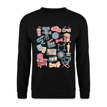 Cinema - Movies, Screen, Popcorn - Unisex Sweatshirt - black - Front - Alina (178cm) & Michal (187cm)